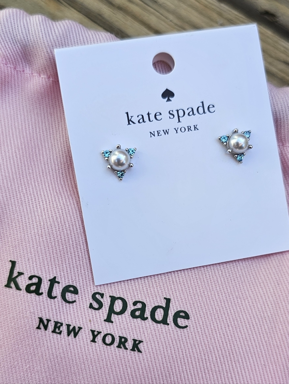 kate spade Pearl & Aqua Triangle Stud Earrings